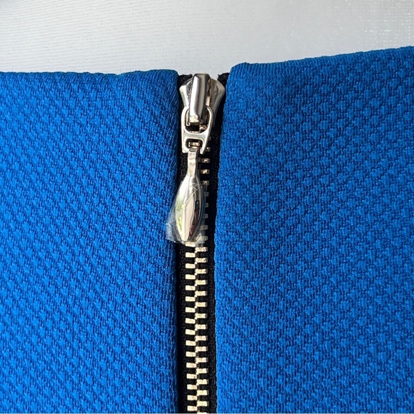 Nine West sz 14 Blue A-Line Midi Dress Preppy Professional boat Nautical coastal - Picture 10 of 11